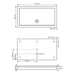 Hoge Douchebak 150x80cm Rechthoek Acryl Hoogglans Wit -Badkamer Verkoop hoge douchebak 150x80cm rechthoek acryl hoogglans wit dbar1508 h 6