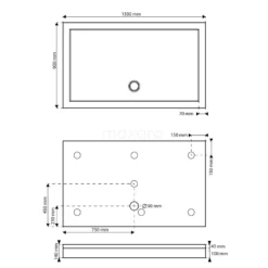 Hoge Douchebak 150x90cm Rechthoek Acryl Hoogglans Wit -Badkamer Verkoop hoge douchebak 150x90cm rechthoek acryl hoogglans wit dbar1509 h 6