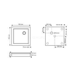 Hoge Douchebak 70x70cm Vierkant Acryl Hoogglans Wit -Badkamer Verkoop hoge douchebak 70x70cm vierkant acryl hoogglans wit dbas0707 h 6