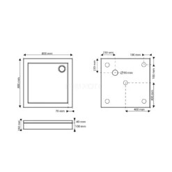 Hoge Douchebak 80x80cm Vierkant Acryl Hoogglans Wit -Badkamer Verkoop hoge douchebak 80x80cm vierkant acryl hoogglans wit dbas0808 h 6