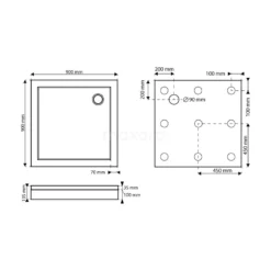 Hoge Douchebak 90x90cm Vierkant SMC Hoogglans Wit -Badkamer Verkoop hoge douchebak 90x90cm vierkant smc hoogglans wit dbss0909 h 6