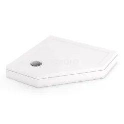 Hoge Douchebak 90x90cm Vijfhoek Acryl Hoogglans Wit