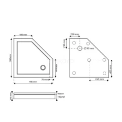 Hoge Douchebak 90x90cm Vijfhoek Acryl Hoogglans Wit -Badkamer Verkoop hoge douchebak 90x90cm vijfhoek acryl hoogglans wit dbap0909 h 6