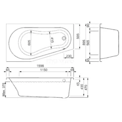 Isola Hoekbad | 160x90cm Acryl Glans Wit Links -Badkamer Verkoop isola hoekbad 160x90cm acryl glans wit links xz14 1609gl 2