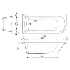 Lipari Hoekbad | 170x75cm Acryl Glans Wit Links Met Panelen -Badkamer Verkoop lipari hoekbad 170x75cm acryl glans wit links met panelen xz07 1775lg p 3
