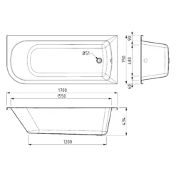 Lipari Hoekbad | 170x75cm Acryl Glans Wit Rechts Met Panelen -Badkamer Verkoop lipari hoekbad 170x75cm acryl glans wit rechts met panelen xz07 1775rg p 3