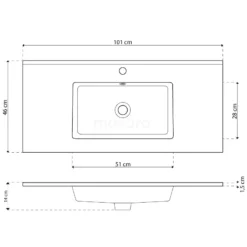Modulo Badkamermeubel Met Wastafel | 100 Cm Mat Wit Vlak Front Keramiek 1 Lade -Badkamer Verkoop modulo badkamermeubel met wastafel 100 cm mat wit vlak front keramiek 1 lade bmw11 00241 5