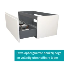 Bestsellers -Badkamer Verkoop modulo badkamermeubel met wastafel 120 cm mat wit greeploos front keramiek 1 lade bmw11 00331 1