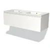 Modulo Badkamermeubel Met Wastafel | 120 Cm Mat Wit Greeploos Front Keramiek 1 Lade