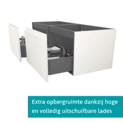 Bestsellers -Badkamer Verkoop modulo badkamermeubel met wastafel 140 cm mat wit greeploos front mineraalmarmer 2 lades naast elkaar bmw12 00461 1