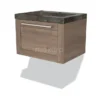 Modulo Badkamermeubel Met Wastafel | 60 Cm Middenbruin Eiken Kader Front Natuursteen 1 Lade