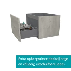 Bestsellers -Badkamer Verkoop modulo badkamermeubel met wastafel 70 cm grijs eiken vlak front mineraalmarmer 1 lade bmw11 00800 1