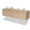 Modulo Plato Badkamermeubel Voor Waskom | 160 Cm Lichtbruin Eiken Greeploos Front Lichtbruin Eiken Blad 2 Lades Naast Elkaar