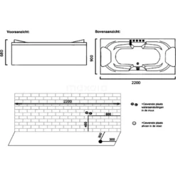 Nordic Compleet Bad | 2 Persoons 220x90cm Thermostaatkraan -Badkamer Verkoop nordic compleet bad 2 persoons 220x90cm thermostaatkraan w075 221am 2
