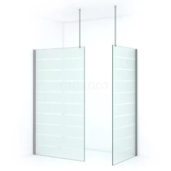 Pearl Inloopdouche | 120x100 Cm Chroom Helder Met Matte Strepen 2 Vaste Wanden