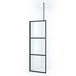 Pearl Inloopdouche | 80 Cm Mat Zwart Helder Met 4 Zwarte Strepen Vaste Wand