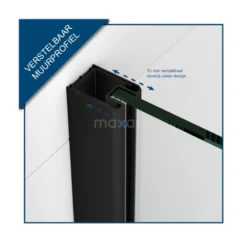 Pearl Inloopdouche | 80 Cm Mat Zwart Helder Met 6 Zwarte Strepen Vaste Wand -Badkamer Verkoop pearl inloopdouche 80 cm mat zwart helder met 6 zwarte strepen vaste wand ipa08105m 2