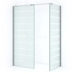Pearl Inloopdouche | 90x100 Cm Helder Met Matte Strepen 2 Vaste Wanden