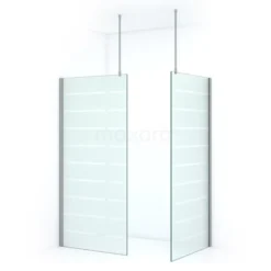 Pearl Inloopdouche | 90x90 Cm Chroom Helder Met Matte Strepen 2 Vaste Wanden