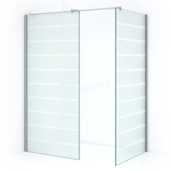 Pearl Inloopdouche | 90x90 Cm Helder Met Matte Strepen 2 Vaste Wanden