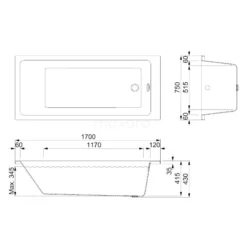 Piana Ligbad | 170x75cm Acryl Glans Wit -Badkamer Verkoop piana ligbad 170x75cm acryl glans wit xz02 1775g 3
