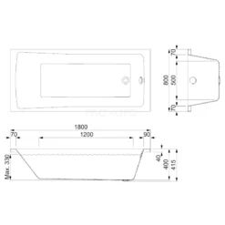 Piana Ligbad | 180x80cm Acryl Glans Wit -Badkamer Verkoop piana ligbad 180x80cm acryl glans wit xz02 1880g 3
