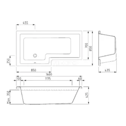 Pianosa Hoekbad | 160x85cm Acryl Glans Wit Links Met Panelen -Badkamer Verkoop pianosa hoekbad 160x85cm acryl glans wit links met panelen xz05 1670lg p 3