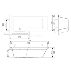 Pianosa Hoekbad | 170x85cm Acryl Glans Wit Links Met Panelen -Badkamer Verkoop pianosa hoekbad 170x85cm acryl glans wit links met panelen xz05 1770lg p 3