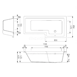Pianosa Hoekbad | 170x85cm Acryl Glans Wit Rechts -Badkamer Verkoop pianosa hoekbad 170x85cm acryl glans wit rechts xz05 1770rg 2