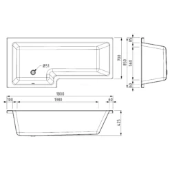 Pianosa Hoekbad | 180x85cm Acryl Glans Wit Links -Badkamer Verkoop pianosa hoekbad 180x85cm acryl glans wit links xz05 1870lg 2