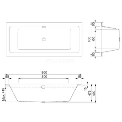 Ponza Ligbad | 190x90cm Acryl Mat Wit Slim Edge Design, Extra Diep -Badkamer Verkoop ponza ligbad 190x90cm acryl mat wit slim edge design extra diep xz01 1990xlsm 3