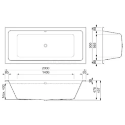 Ponza Ligbad | 200x90cm Acryl Glans Wit, Extra Diep 9 Ponza Ligbad | 200x90cm Acryl Glans Wit, Extra Diep -Badkamer Verkoop ponza ligbad 200x90cm acryl glans wit extra diep xz01 2090xlg 4