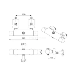 Radius Regendouche Opbouw | Chroom 25 Cm Regendouche Thermostatisch -Badkamer Verkoop radius regendouche opbouw chroom 25 cm regendouche thermostatisch boc55 00020 4