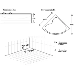 Reef Compleet Hoekbad | 150x150cm 2 Persoons Links Mengkraan -Badkamer Verkoop reef compleet hoekbad 150x150cm 2 persoons links mengkraan w064 151al 2