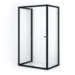 Ruby Allure Douchecabine | 110x80 Cm Mat Zwart Helder Glas Schuifdeur Halfvrijstaande Rechthoek