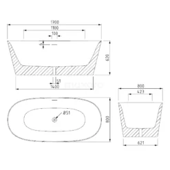 Santerno Vrijstaand Bad | 170x80cm Acryl Mat Wit -Badkamer Verkoop santerno vrijstaand bad 170x80cm acryl mat wit vsa69mn 7