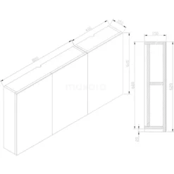 Spiegelkast Lato 120x62cm Hoogglans Wit 3 Deuren -Badkamer Verkoop spiegelkast lato 120x62cm hoogglans wit 3 deuren k01 1200 40402 5
