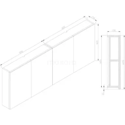 Spiegelkast Lato 160x62cm Hoogglans Wit 4 Deuren -Badkamer Verkoop spiegelkast lato 160x62cm hoogglans wit 4 deuren k01 1600 40400 5
