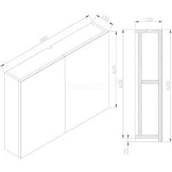 Spiegelkast Lato 80x62cm Hoogglans Wit 2 Deuren -Badkamer Verkoop spiegelkast lato 80x62cm hoogglans wit 2 deuren k01 0800 40400 5