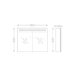 Spiegelkast Met Verlichting Filo 80x62,5cm Hoogglans Wit -Badkamer Verkoop spiegelkast met verlichting filo 80x625cm hoogglans wit k31 0800 40410 4