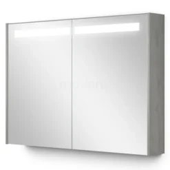 Spiegelkast Met Verlichting Modulo 100x70cm Grijs Eiken