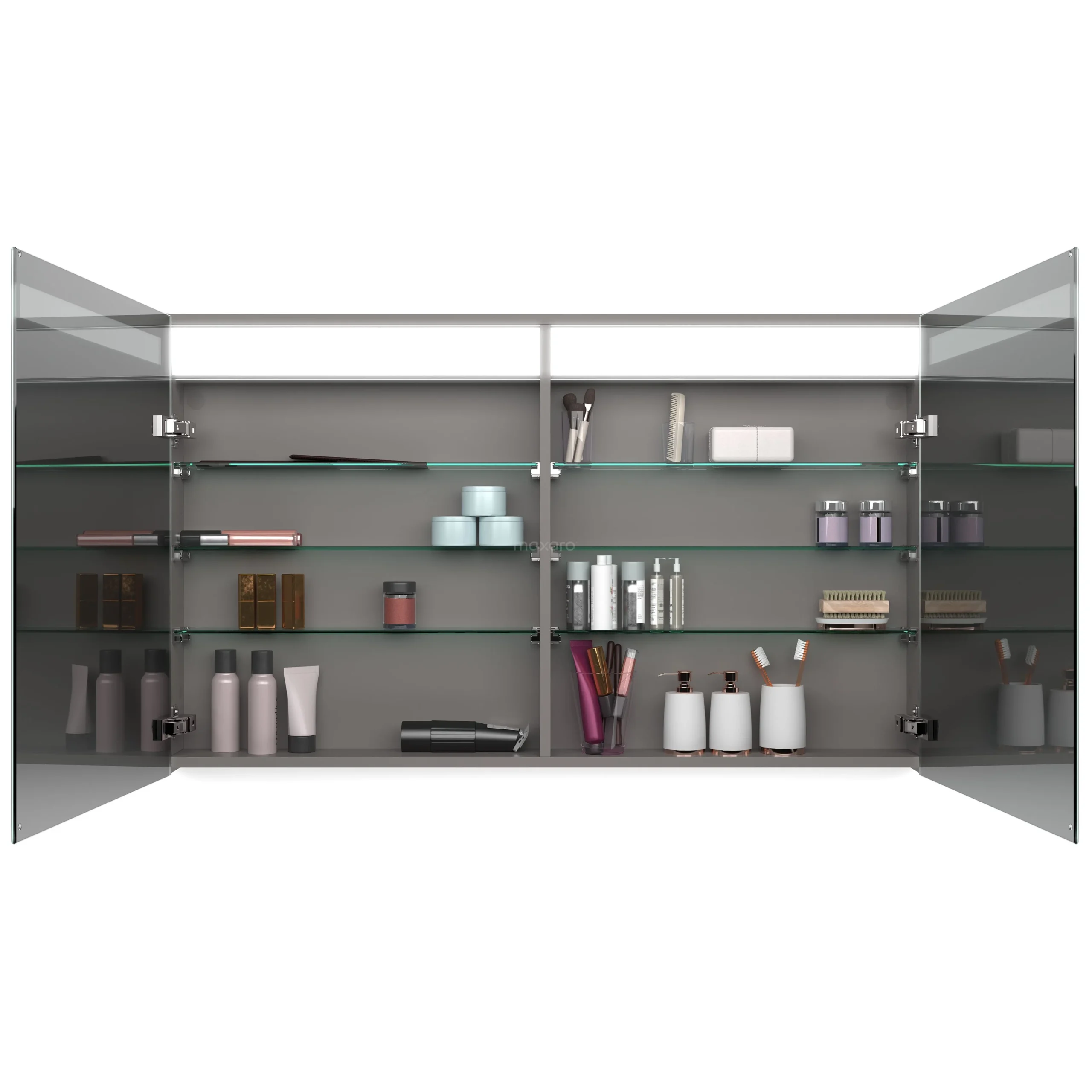 Spiegelkast Met Verlichting Modulo 120x70cm Middengrijs 2 Spiegelkast Met Verlichting Modulo 120x70cm Middengrijs - Afbeelding 2