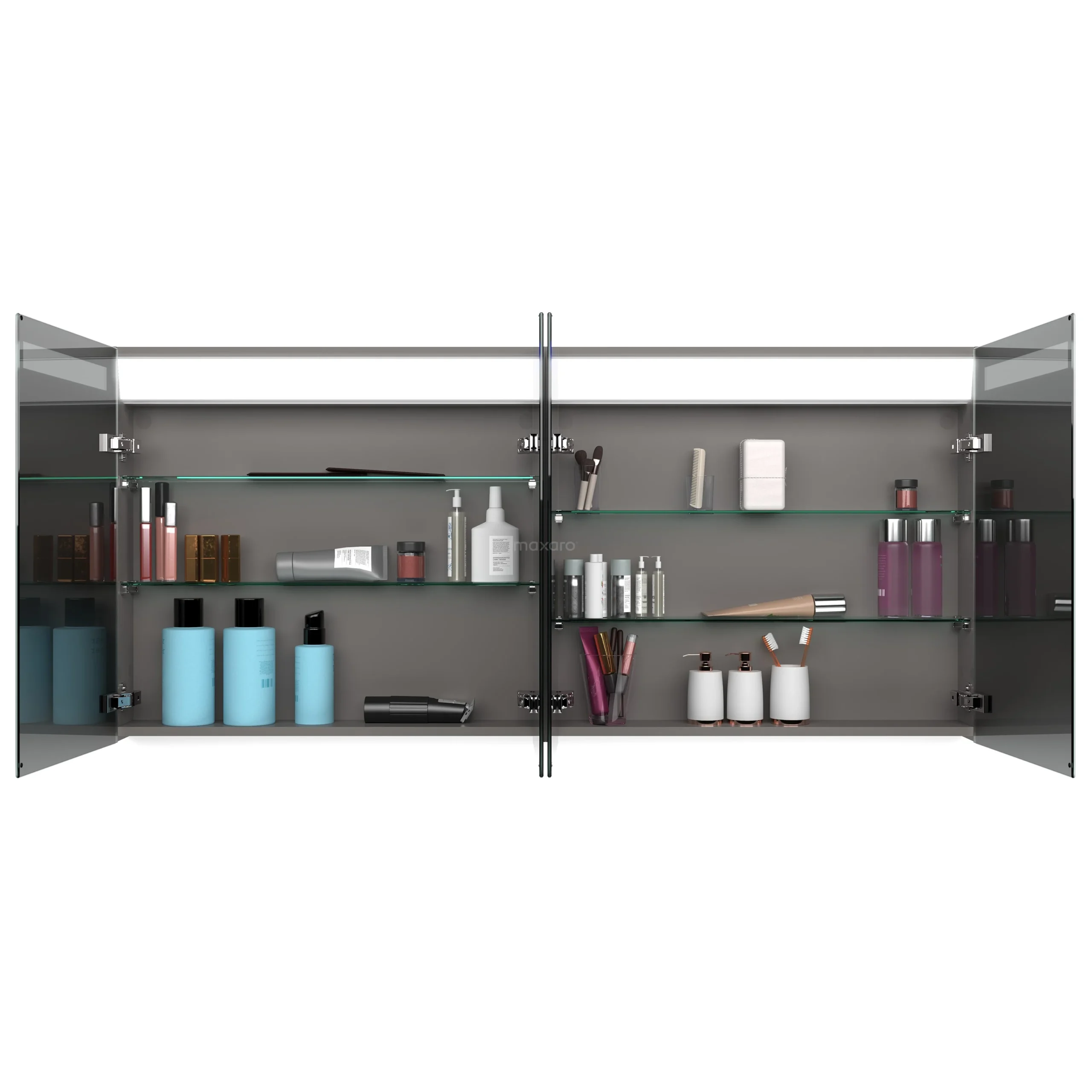 Spiegelkast Met Verlichting Modulo 160x70cm Lichtgrijs Eiken 2 Spiegelkast Met Verlichting Modulo 160x70cm Lichtgrijs Eiken - Afbeelding 2