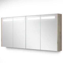 Spiegelkast Met Verlichting Modulo 160x70cm Lichtgrijs Eiken