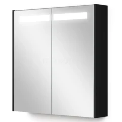 Spiegelkast Met Verlichting Modulo 70x70cm Mat Zwart