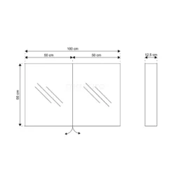 Spiegelkast Mio 100x66cm Aluminium 2 Deuren -Badkamer Verkoop spiegelkast mio 100x66cm aluminium 2 deuren k03 1000 45605 4