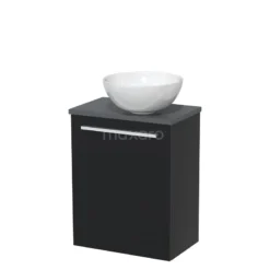 Bestsellers -Badkamer Verkoop toiletmeubel met waskom keramiek modulo mat zwart vlak 41 cm donkergrijs blad tmk10 00313 1