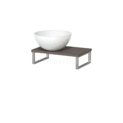 Toiletmeubel Met Waskom Mineraalmarmer Glanzend Modulo Donkerbruin Eiken 41 Cm Wandbeugels RVS