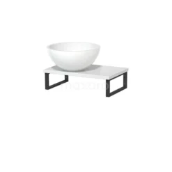 Toiletmeubel Met Waskom Mineraalmarmer Glanzend Modulo Hoogglans Wit 41 Cm Wandbeugels Zwart