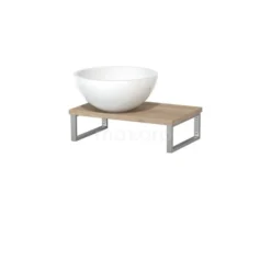 Toiletmeubel Met Waskom Mineraalmarmer Glanzend Modulo Lichtbruin Eiken 41 Cm Wandbeugels RVS
